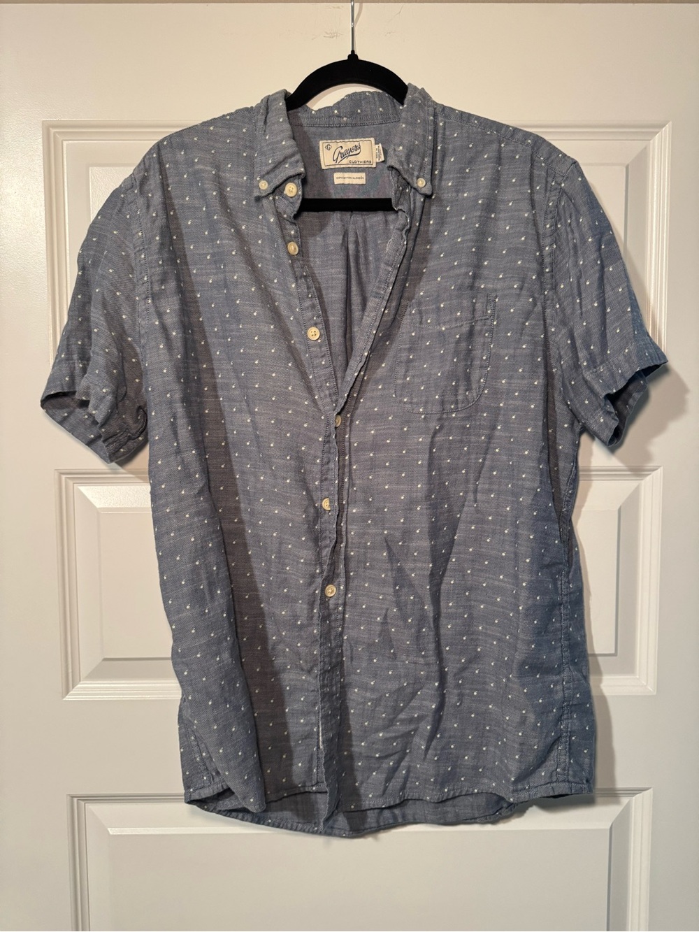 Grayers Blue Short-Sleeve Polka Dot Button-Up Shirt